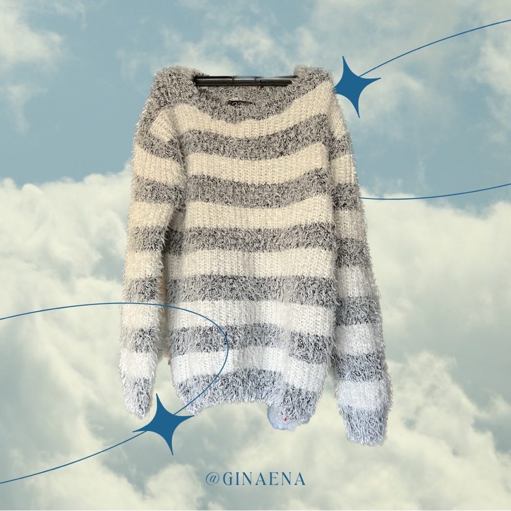 Fuzzy Black and White Sweater